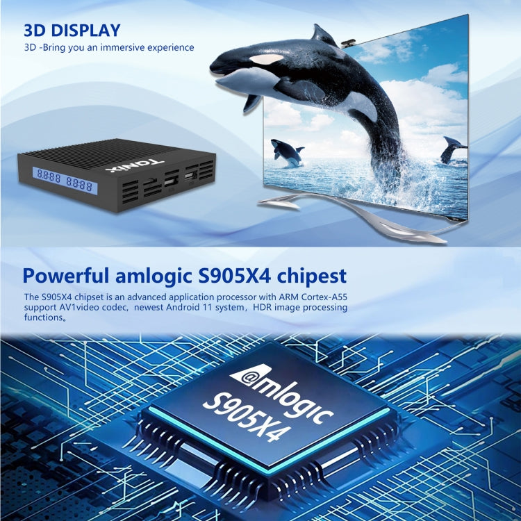Boîtier Smart TV Tanix X4 Android 11, Amlogic S905X4 Quad Core, 4 Go+32 Go, Double Wifi, BT, 4 Go+32 Go