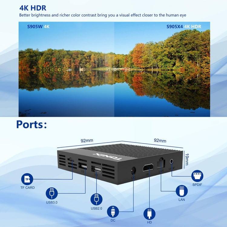 Boîtier Smart TV Tanix X4 Android 11, Amlogic S905X4 Quad Core, 4 Go+32 Go, Double Wifi, BT, 4 Go+32 Go