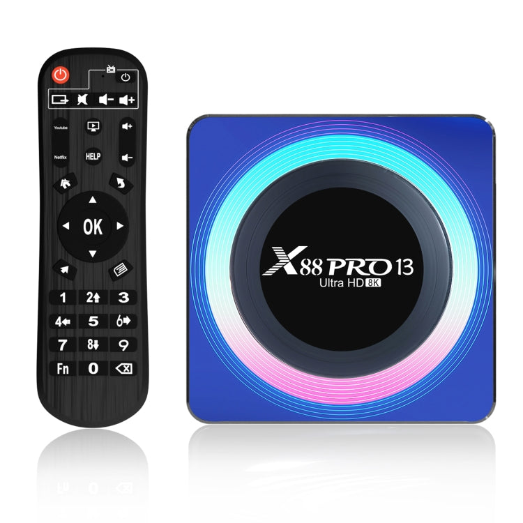 Box TV intelligente Android 13.0 Acrylic X88 Pro 13 8K Ultra HD avec télécommande, RK3528 Quad-Core, 4 Go+32 Go, 4 Go+32 Go