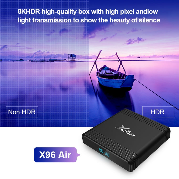X96 Air 8K Smart TV BOX Android 9.0 Lecteur multimédia avec télécommande, Quad-core Amlogic S905X3, RAM : 4 Go, ROM : 32 Go, WiFi double bande, Bluetooth, prise australienne, 4 Go+32 Go