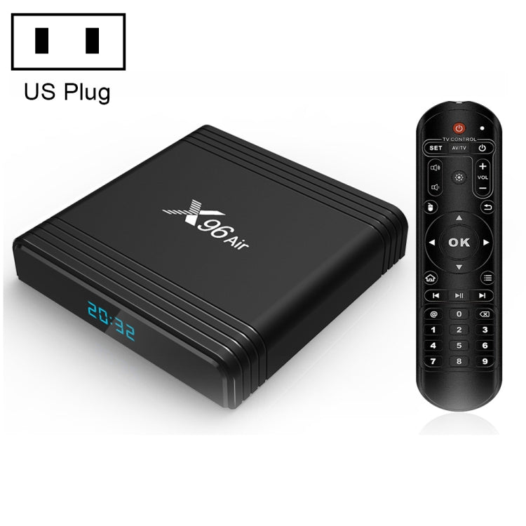 X96 Air 8K Smart TV BOX Android 9.0 Lecteur multimédia avec télécommande, Quad-core Amlogic S905X3, RAM : 4 Go, ROM : 64 Go, Wi-Fi bi-bande, Bluetooth, prise AU, 4 Go+64 Go