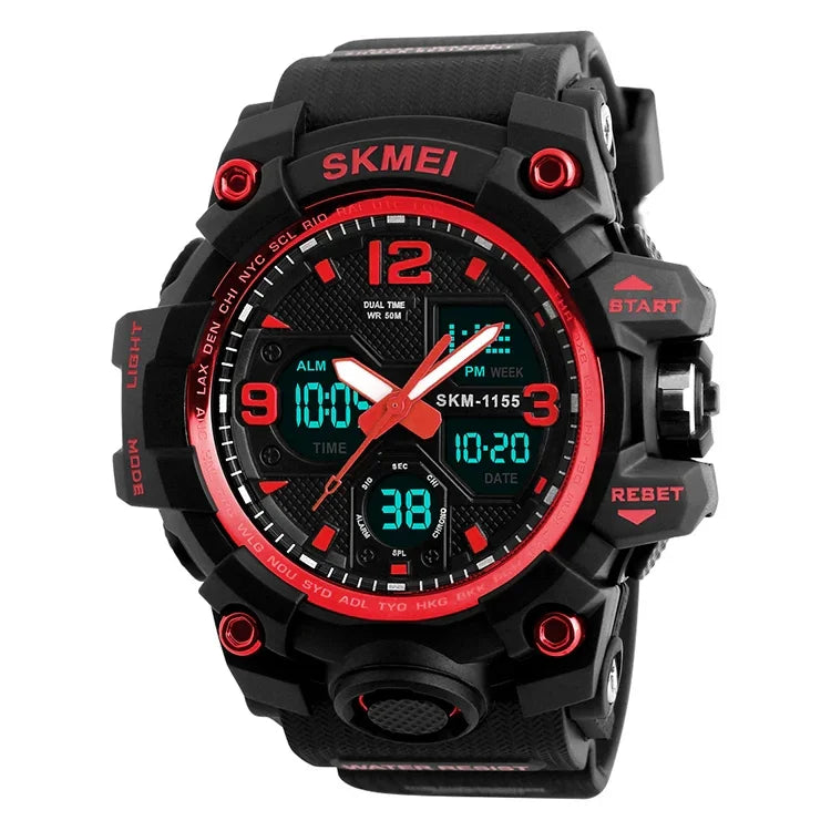 SKMEI 1155B Montre Homme de Sport Extérieur Multifonction Grand Cadran Étanche Noctilucent