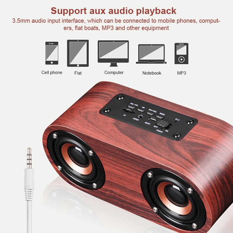 Enceinte Bluetooth classique à double corne en bois Q8 Bluetooth 4.2, Q8 (texture bois rouge), Q8 (texture noyer)