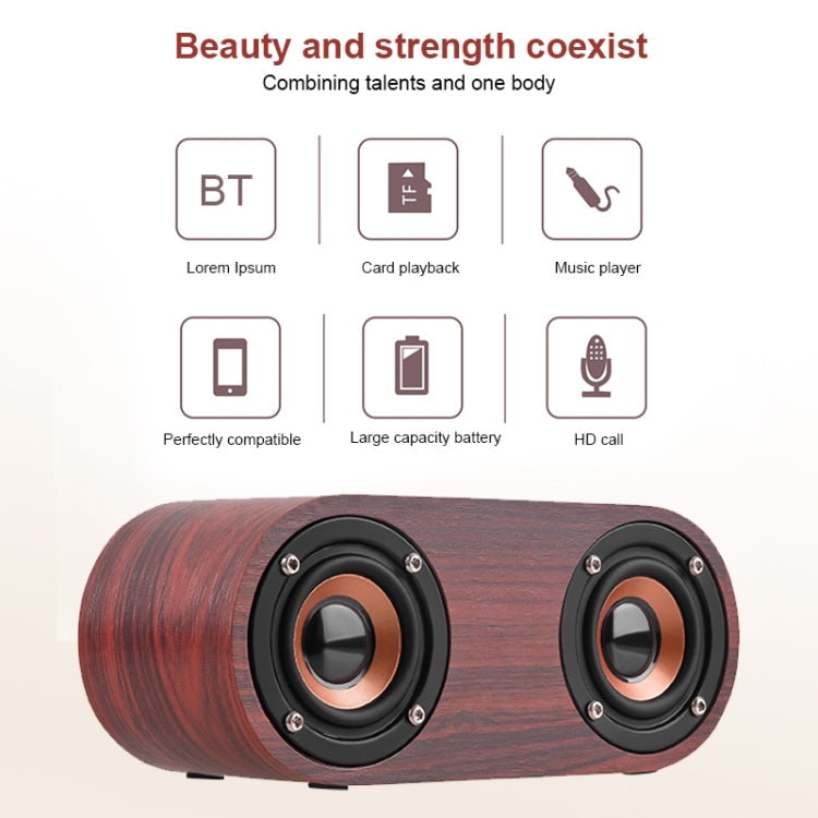 Enceinte Bluetooth classique à double corne en bois Q8 Bluetooth 4.2, Q8 (texture bois rouge), Q8 (texture noyer)