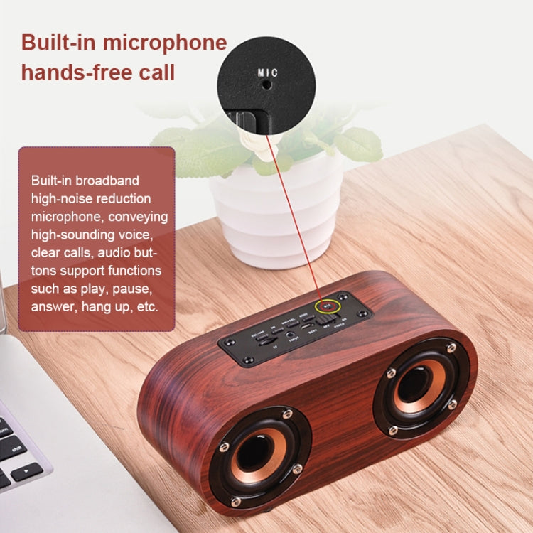 Enceinte Bluetooth classique à double corne en bois Q8 Bluetooth 4.2, Q8 (texture bois rouge), Q8 (texture noyer)