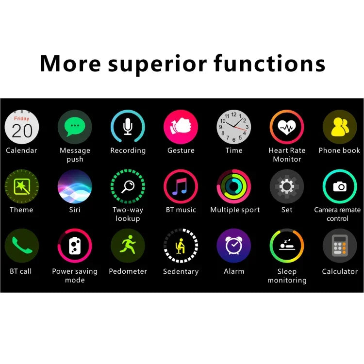 Montre connectée H55Pro avec écran TFT 1,4 pouce, Bluetooth, suivi du sommeil, de la fréquence cardiaque et de la pression artérielle, bracelet en silicone.