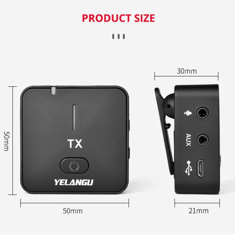 Microphone sans fil YELANGU MX5 2.4G pour diffusion en direct, interview et tournage