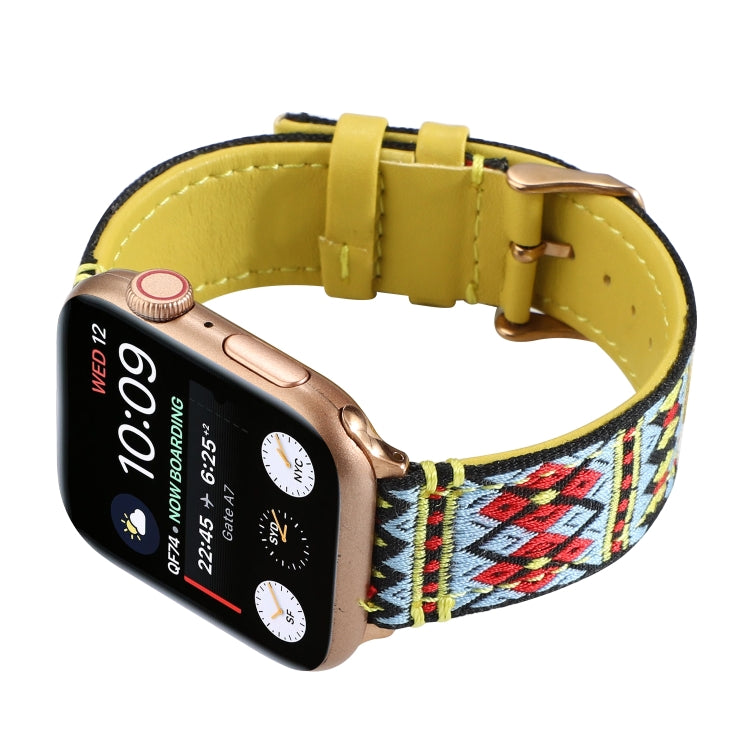 Ethnic Leather Watchband For Apple Watch Series 6 & SE & 5 & 4 40mm / 3 & 2 & 1 38mm, For Apple Watch Series 7 41mm / 6 & SE & 5 & 4 40mm / 3 & 2 & 1 38mm