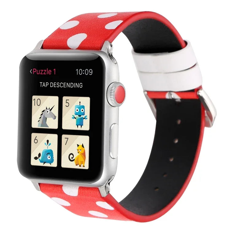 Fashion Wave Dot Series Leather Replacement Watchbands For Apple Watch Series 6 & SE & 5 & 4 40mm / 3 & 2 & 1 38mm, For Apple Watch Series 8&7 41mm / SE 2&6&SE&5&4 40mm / 3&2&1 38mm
