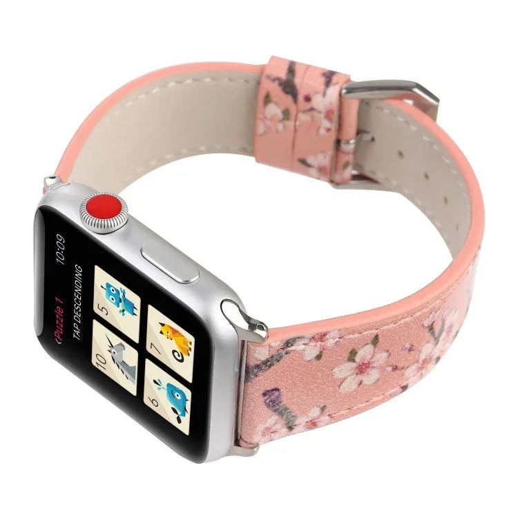 Bracelets de rechange en cuir de la série Plum pour Apple Watch Series 6 & SE & 5 & 4 40mm / 3 & 2 & 1 38mm, pour Apple Watch Series 8&7 41mm / SE 2&6&SE&5&4 40mm / 3&2&1 38mm, pour Apple Watch Series 7 41mm / 6 & SE & 5 & 4 40mm / 3 & 2 & 1 38mm