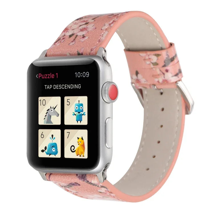 Bracelets de rechange en cuir de la série Plum pour Apple Watch Series 6 & SE & 5 & 4 40mm / 3 & 2 & 1 38mm, pour Apple Watch Series 8&7 41mm / SE 2&6&SE&5&4 40mm / 3&2&1 38mm, pour Apple Watch Series 7 41mm / 6 & SE & 5 & 4 40mm / 3 & 2 & 1 38mm