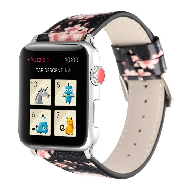 Bracelets de rechange en cuir de la série Plum pour Apple Watch Series 6 & SE & 5 & 4 40mm / 3 & 2 & 1 38mm, pour Apple Watch Series 8&7 41mm / SE 2&6&SE&5&4 40mm / 3&2&1 38mm, pour Apple Watch Series 7 41mm / 6 & SE & 5 & 4 40mm / 3 & 2 & 1 38mm