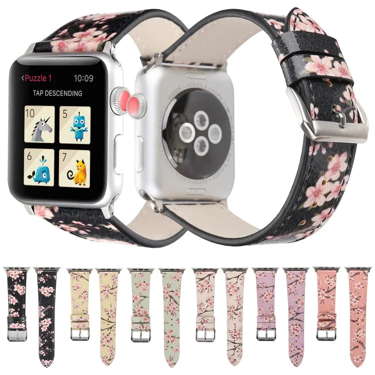 Bracelets de rechange en cuir de la série Plum pour Apple Watch Series 6 & SE & 5 & 4 40mm / 3 & 2 & 1 38mm, pour Apple Watch Series 8&7 41mm / SE 2&6&SE&5&4 40mm / 3&2&1 38mm, pour Apple Watch Series 7 41mm / 6 & SE & 5 & 4 40mm / 3 & 2 & 1 38mm