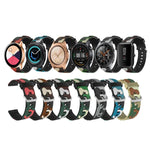 Bracelet de remplacement en silicone camouflage avec boucle argentée, 20mm pour Samsung Galaxy Watch 3 41mm, 22mm pour Samsung Galaxy Watch 3 45mm, 20mm pour Samsung Galaxy Watch Active2 44mm, 20mm pour Huawei Watch GT 2 42mm