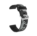 Bracelet de remplacement en silicone camouflage avec boucle argentée, 20mm pour Samsung Galaxy Watch 3 41mm, 22mm pour Samsung Galaxy Watch 3 45mm, 20mm pour Samsung Galaxy Watch Active2 44mm, 20mm pour Huawei Watch GT 2 42mm