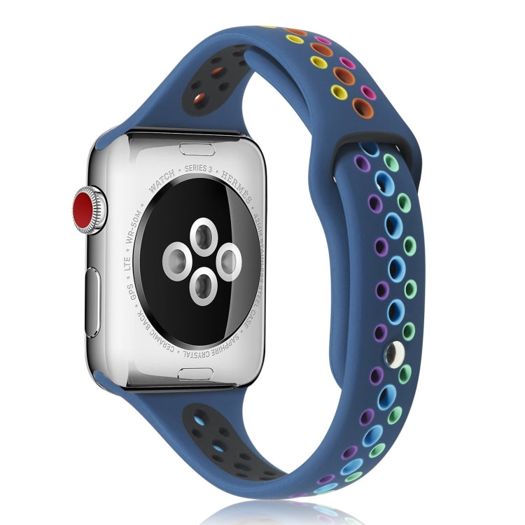 Bracelet en silicone arc-en-ciel pour Apple Watch Series 6 & SE & 5 & 4 40 mm / 3 & 2 & 1 38 mm, pour Apple Watch Series 7 41 mm / 6 & SE & 5 & 4 40 mm / 3 & 2 & 1 38 mm, pour Apple Watch Series 8&7 41 mm / SE 2&6&SE&5&4 40 mm / 3&2&1 38 mm