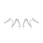 Boucles d'oreilles femme S925 argent sterling, style simple, lignes