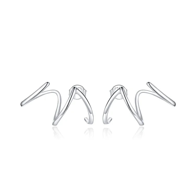 Boucles d'oreilles femme S925 argent sterling, style simple, lignes