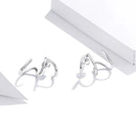 Boucles d'oreilles femme S925 argent sterling, style simple, lignes