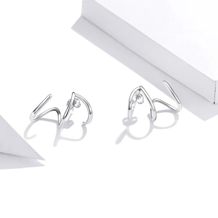 Boucles d'oreilles femme S925 argent sterling, style simple, lignes