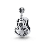 Accessoires de bracelet et collier à breloques guitare en argent sterling S925, guitare