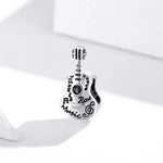 Accessoires de bracelet et collier à breloques guitare en argent sterling S925, guitare