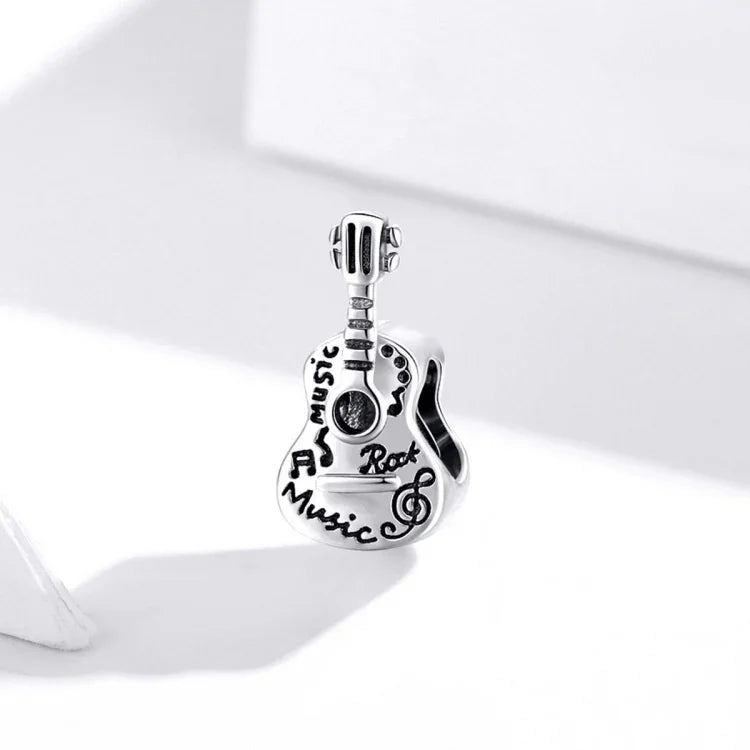 Accessoires de bracelet et collier à breloques guitare en argent sterling S925, guitare