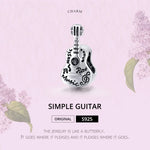 Accessoires de bracelet et collier à breloques guitare en argent sterling S925, guitare