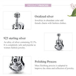 Accessoires de bracelet et collier à breloques guitare en argent sterling S925, guitare