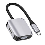 Adaptateur convertisseur 2 en 1 Type-C / USB-C vers HDMI + VGA HW-6002, HW-6002