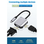 Adaptateur convertisseur 2 en 1 Type-C / USB-C vers HDMI + VGA HW-6002, HW-6002