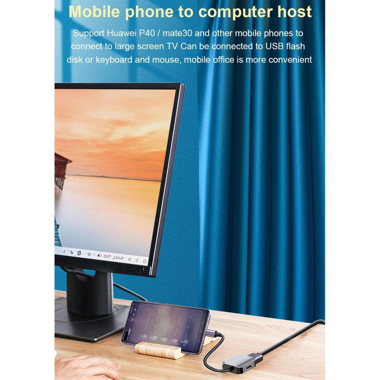 Adaptateur convertisseur 2 en 1 Type-C / USB-C vers HDMI + VGA HW-6002, HW-6002