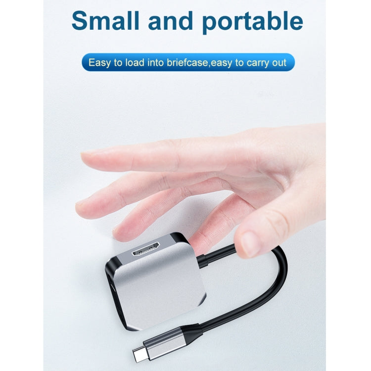 Adaptateur convertisseur 2 en 1 Type-C / USB-C vers HDMI + VGA HW-6002, HW-6002