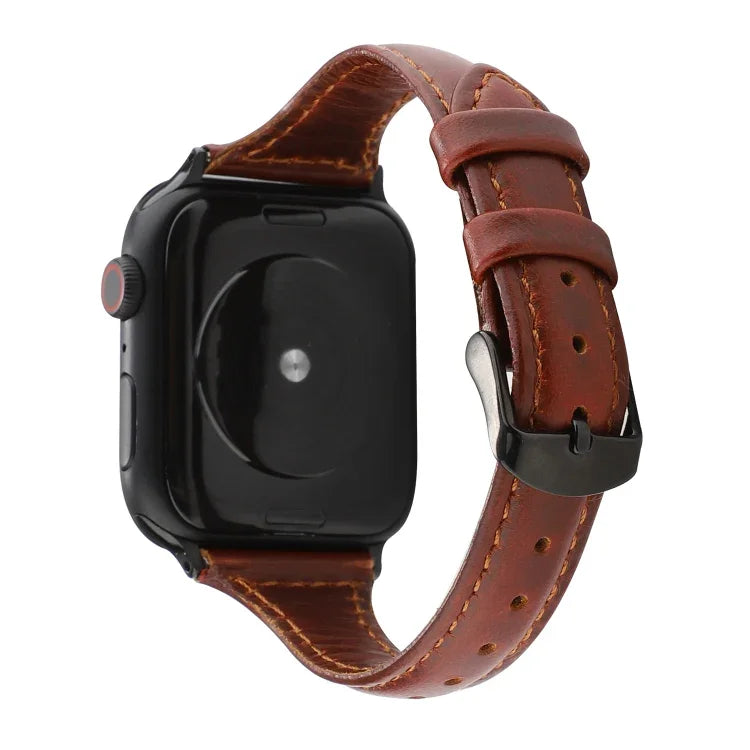 Bracelet en cuir véritable texturé Crazy Horse, pour Apple Watch Series 7 41mm / 6 & SE & 5 & 4 40mm / 3 & 2 & 1 38mm, pour Apple Watch Series 8&7 41mm / SE 2&6&SE&5&4 40mm / 3&2&1 38mm