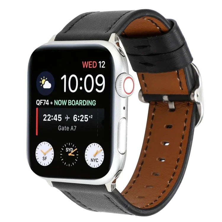 Bracelet en cuir véritable à boucle de style moderne, pour Apple Watch Series 7 41mm / 6 & SE & 5 & 4 40mm / 3 & 2 & 1 38mm, pour Apple Watch Series 7 45mm / 6 & SE & 5 & 4 44mm / 3 & 2 & 1 42mm