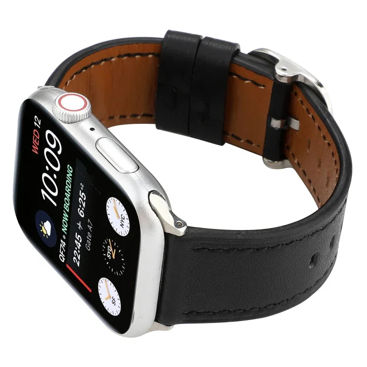 Bracelet en cuir véritable à boucle de style moderne, pour Apple Watch Series 7 41mm / 6 & SE & 5 & 4 40mm / 3 & 2 & 1 38mm, pour Apple Watch Series 7 45mm / 6 & SE & 5 & 4 44mm / 3 & 2 & 1 42mm