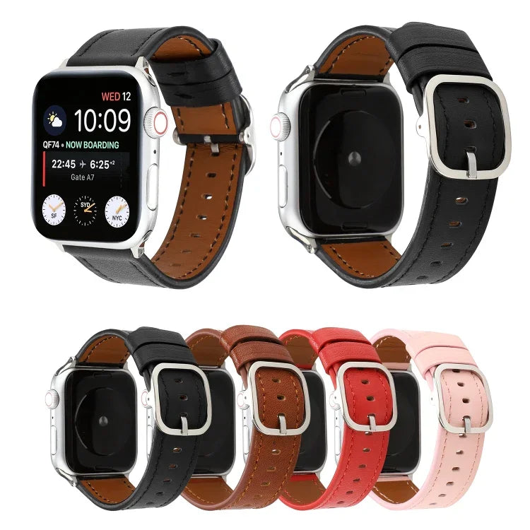 Bracelet en cuir véritable à boucle de style moderne, pour Apple Watch Series 7 41mm / 6 & SE & 5 & 4 40mm / 3 & 2 & 1 38mm, pour Apple Watch Series 7 45mm / 6 & SE & 5 & 4 44mm / 3 & 2 & 1 42mm