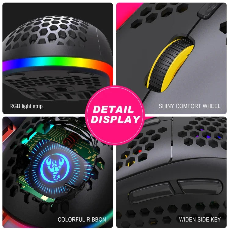 Souris Gamer Sans Fil HXSJ T90 RGB Trois Modes