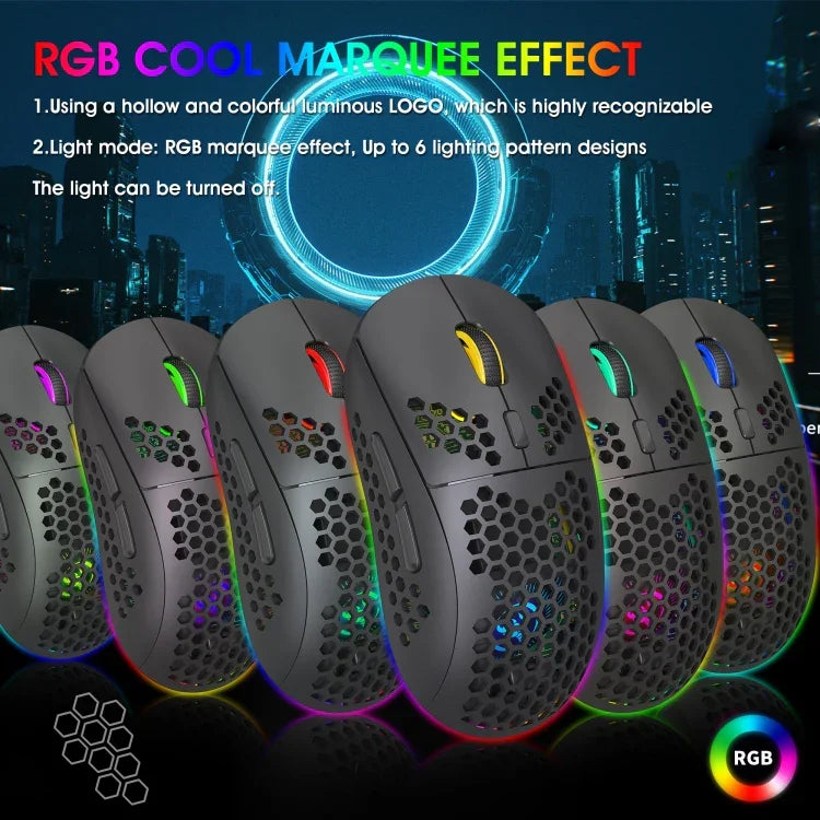 Souris Gamer Sans Fil HXSJ T90 RGB Trois Modes