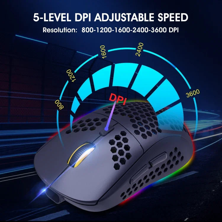 Souris Gamer Sans Fil HXSJ T90 RGB Trois Modes