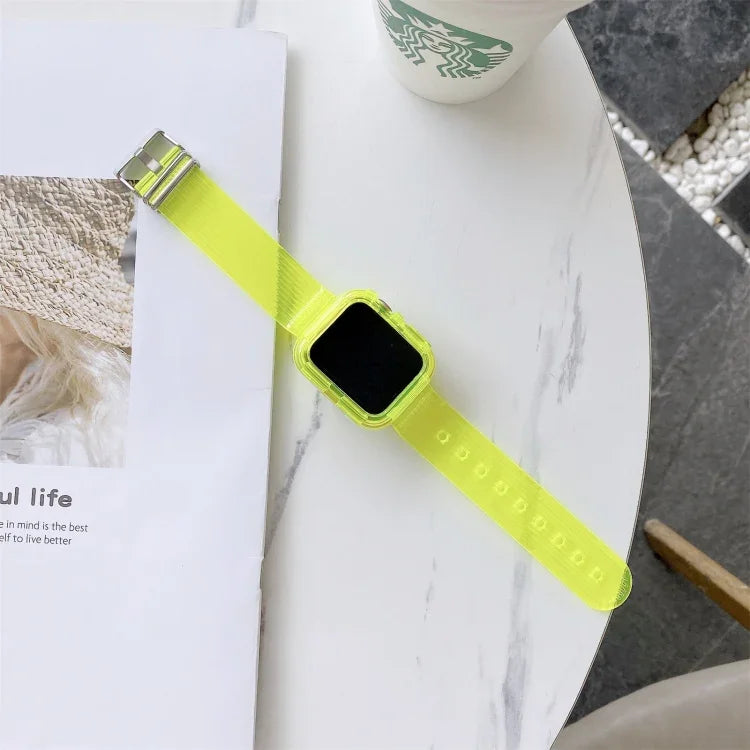 Bracelet de montre en TPU transparent couleur bonbon pour Apple Watch Series 6 & SE & 5 & 4 44mm, pour Apple Watch Series 7 45mm / & 6 & SE & 5 & 4 44mm