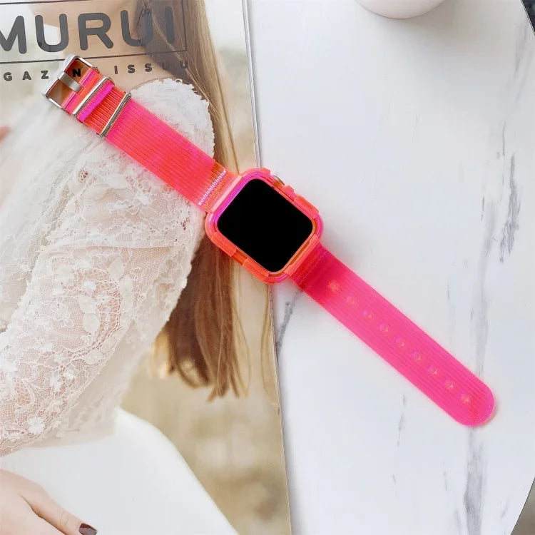 Bracelet de montre en TPU transparent couleur bonbon pour Apple Watch Series 6 & SE & 5 & 4 44mm, pour Apple Watch Series 7 45mm / & 6 & SE & 5 & 4 44mm