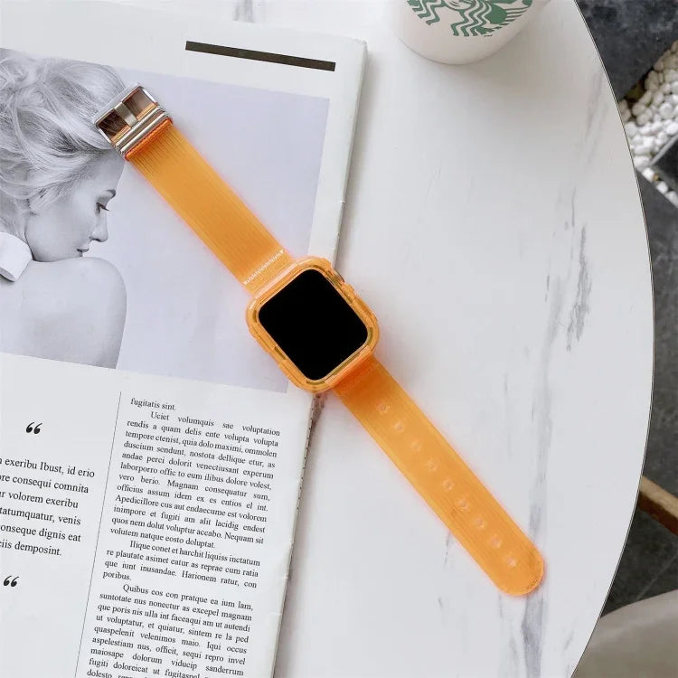 Bracelet de montre en TPU transparent couleur bonbon pour Apple Watch Series 6 & SE & 5 & 4 44mm, pour Apple Watch Series 7 45mm / & 6 & SE & 5 & 4 44mm