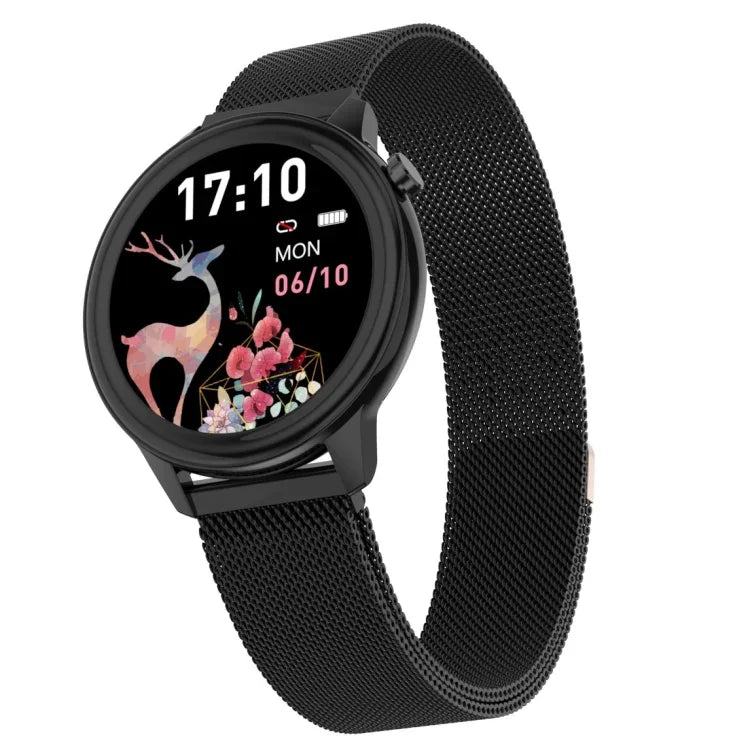 Montre connectée pour femme F80 avec écran couleur TFT 1,3 pouce, étanche IP68, avec suivi de la température corporelle, de la pression artérielle et du cycle menstruel.