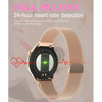 Montre connectée pour femme F80 avec écran couleur TFT 1,3 pouce, étanche IP68, avec suivi de la température corporelle, de la pression artérielle et du cycle menstruel.
