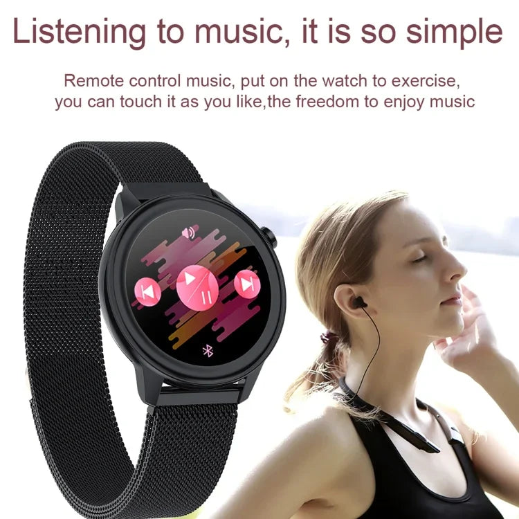 Montre connectée pour femme F80 avec écran couleur TFT 1,3 pouce, étanche IP68, avec suivi de la température corporelle, de la pression artérielle et du cycle menstruel.