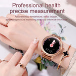 Montre connectée pour femme F80 avec écran couleur TFT 1,3 pouce, étanche IP68, avec suivi de la température corporelle, de la pression artérielle et du cycle menstruel.