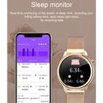 Montre connectée pour femme F80 avec écran couleur TFT 1,3 pouce, étanche IP68, avec suivi de la température corporelle, de la pression artérielle et du cycle menstruel.