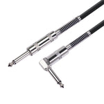 Câble audio guitare électrique TC048SL prise 6,35 mm droite vers coudée, 1,8 m, 3 m, 6 m, 10 m