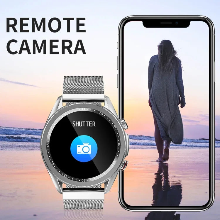 M98 Montre connectée étanche IP67 avec écran couleur IPS 1,28 pouces, prise en charge du moniteur de sommeil / moniteur de fréquence cardiaque / appel Bluetooth, style : bracelet en acier, bracelet en acier (noir), bracelet en acier (argent)
